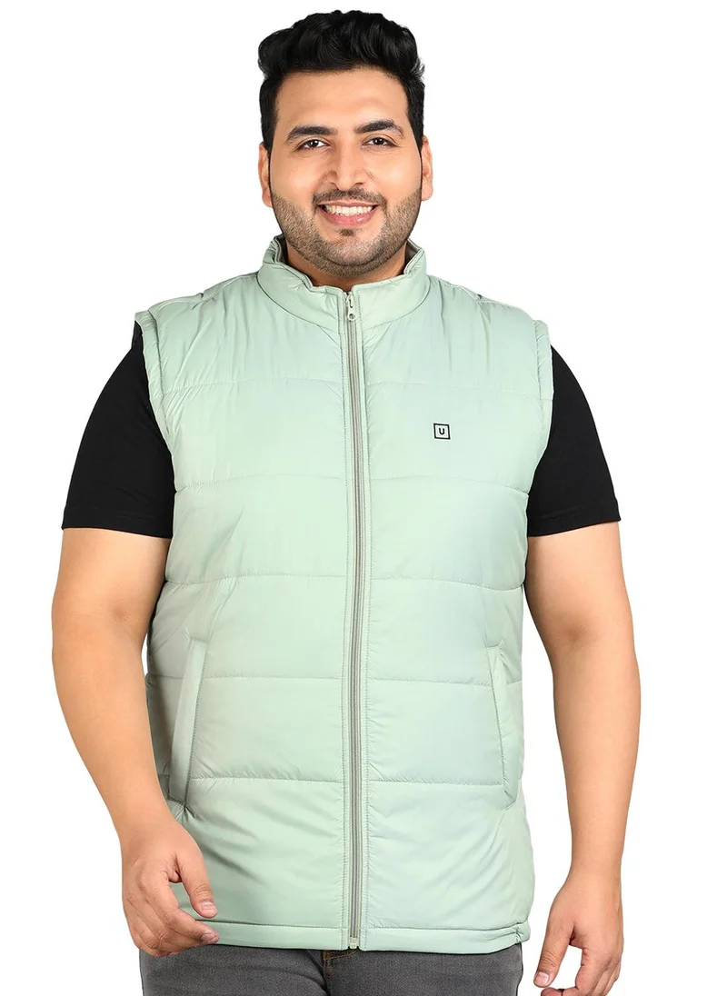 Urbano Plus Men's Green Sleeveless Zippered Puffer Jacket